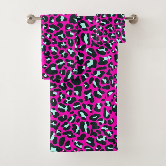 Moderne Roze Cheetah Leopard Dierenprint Bad Handdoek (Insitu)