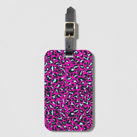 Moderne Roze Cheetah Leopard Dierenprint Bagagelabel (Voorkant (verticaal))