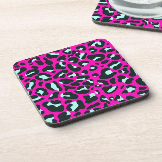 Moderne Roze Cheetah Leopard Dierenprint Bier Onderzetter (Linkerzijde)