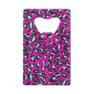 Moderne Roze Cheetah Leopard Dierenprint Creditkaart Flessenopener