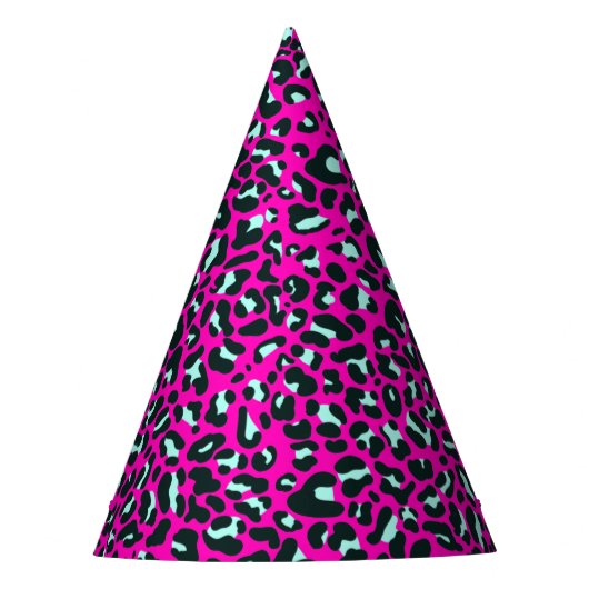Moderne Roze Cheetah Leopard Dierenprint Feesthoedjes (Voorkant)