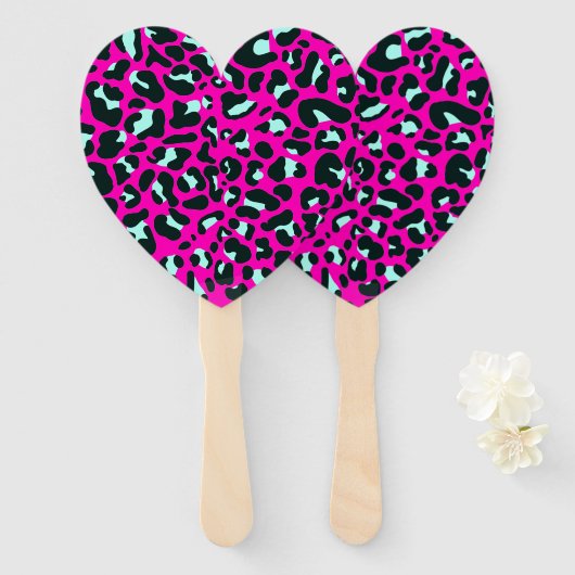 Moderne Roze Cheetah Leopard Dierenprint Handwaaier (Voorkant en achterkant)