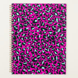 Moderne Roze Cheetah Leopard Dierenprint Planner<br><div class="desc">Altijd een trendy hete roze vaste kleur. Wilde safari en dierlijk oerwoud afdrukken. Moderne kleine chic cheetah,  luipaardehuidafdrukken in witte en pastelmunt en roze kleur. Kleine cheetah luipaard dierlijk drukwerk.</div>
