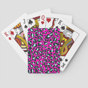 Moderne Roze Cheetah Leopard Dierenprint Pokerkaarten