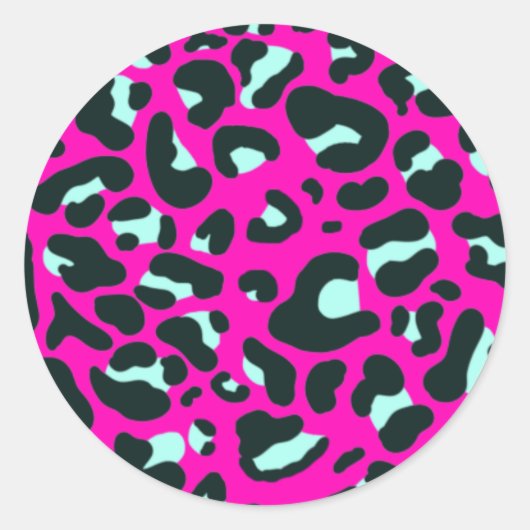 Moderne Roze Cheetah Leopard Dierenprint Ronde Sticker (Voorkant)