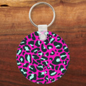 Moderne Roze Cheetah Leopard Dierenprint Sleutelhanger (Voorkant)