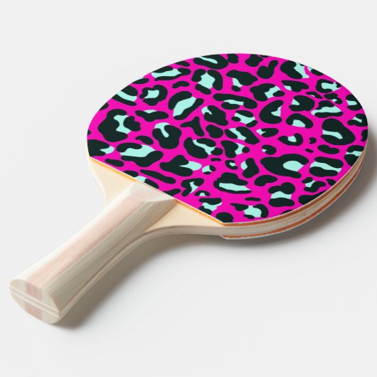 Moderne Roze Cheetah Leopard Dierenprint Tafeltennisbatje (Voorkant Gekanteld)