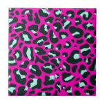 Moderne Roze Cheetah Leopard Dierenprint Tegeltje<br><div class="desc">Altijd een trendy hete roze vaste kleur. Wilde safari en dierlijk oerwoud afdrukken. Moderne kleine chic cheetah, luipaardehuidafdrukken in witte en pastelmunt en roze kleur. Kleine cheetah luipaard dierlijk drukwerk.</div>