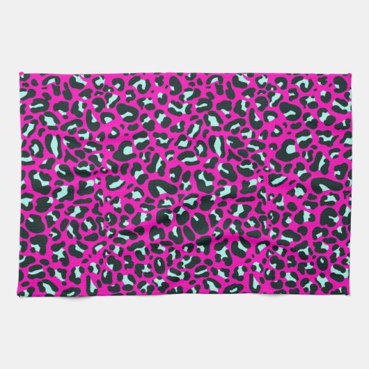 Moderne Roze Cheetah Leopard Dierenprint Theedoek (Horizontaal)