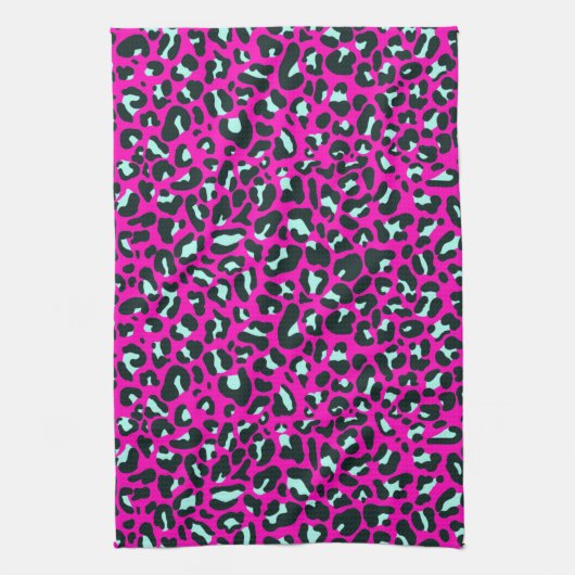 Moderne Roze Cheetah Leopard Dierenprint Theedoek (Verticaal)