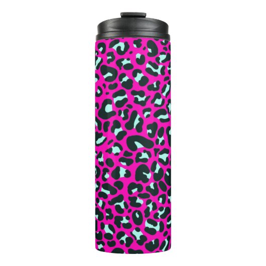 Moderne Roze Cheetah Leopard Dierenprint Thermosbeker (Voorkant)