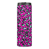 Moderne Roze Cheetah Leopard Dierenprint Thermosbeker (Achterkant)