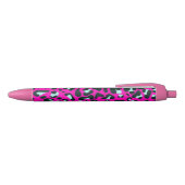 Moderne Roze Cheetah Leopard Dierenprint Zwarte Inkt Pen (Bovenkant)