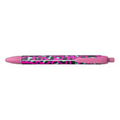 Moderne Roze Cheetah Leopard Dierenprint Zwarte Inkt Pen (Achterkant)