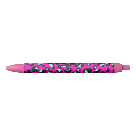 Moderne Roze Cheetah Leopard Dierenprint Zwarte Inkt Pen (Voorkant)