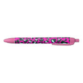 Moderne Roze Cheetah Leopard Dierenprint Zwarte Inkt Pen (Bodem)