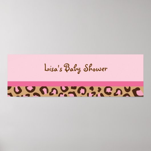 Moderne roze Cheetah Print Baby shower Banner Sign (Voorkant)