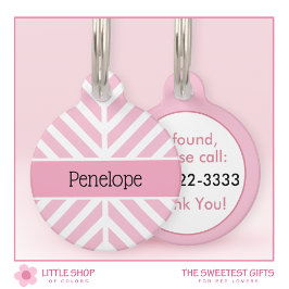 Moderne Roze Chevron Gepersonaliseerde Huisdieride Huisdierpenning