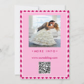 Moderne Roze Chevron QR Code Foto Bruiloft Kaart (Achterkant)