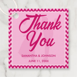 Moderne Roze Chevron Streep Bruiloft Bedankjes Labels