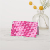 Moderne Roze Chevron Streep Bruiloft Plaatskaartje (Achterkant)