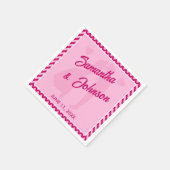Moderne Roze Chevron Streep Bruiloft Servet (Hoek)
