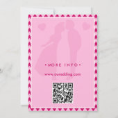 Moderne Roze Chevron Streep QR Code Trouwkaart Kaart (Achterkant)