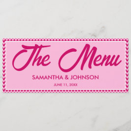 Moderne Roze Chevron Streep Trouwdiner Menu