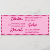 Moderne Roze Chevron Streep Trouwdiner Menu (Achterkant)