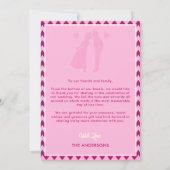Moderne Roze Chevron Streep Trouwfoto Bedankkaart (Achterkant)
