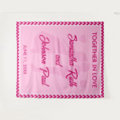 Moderne Roze Chevron Trouwachtergrond Banner Wandkleed (Voorkant (horizontaal))