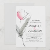 Moderne roze Christelijke bruiloft met grijze Tulp Kaart (Voorkant / Achterkant)