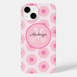 Moderne Roze Cirkel Stippen Geometrische Monogram  Case-Mate iPhone 14 Hoesje
