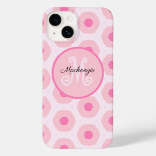 Moderne Roze Cirkel Stippen Geometrische Monogram  Case-Mate iPhone 14 Hoesje