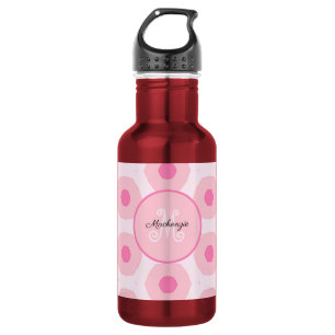 Moderne Roze Cirkel Stippen Geometrische Monogram Waterfles
