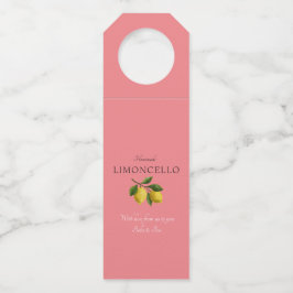 Moderne roze citroen bruiloft Limoncello Flessenhanger