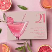 Moderne Roze Cocktail 21e Verjaardag Kaart
