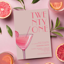 Moderne Roze Cocktail 21e Verjaardag