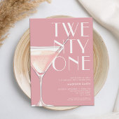 Moderne Roze Cocktail 21e Verjaardag Kaart