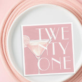 Moderne Roze Cocktail 21e Verjaardag Servet