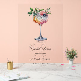 Moderne Roze Cocktail Bruidsmeisjes Borrel Ontvang Acryl Bord