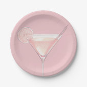 Moderne roze cocktail verjaardag papieren bordje (Voorkant)