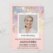 Moderne Roze Confetti Foto 84ste verjaardag Kaart (Voorkant / Achterkant)