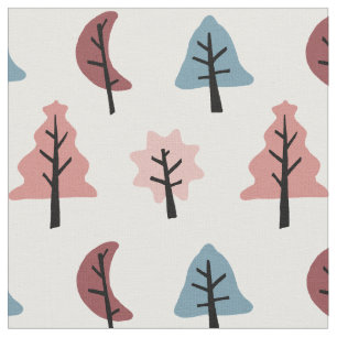 Moderne Roze Cookie Shape Tree Patroon Vakantie Stof