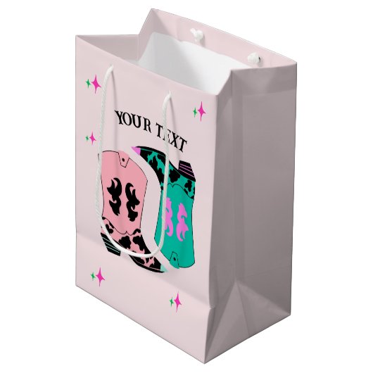 Moderne Roze Cowgirl laarzen Rodeo Medium Cadeauzakje (Voorkant Gekanteld)