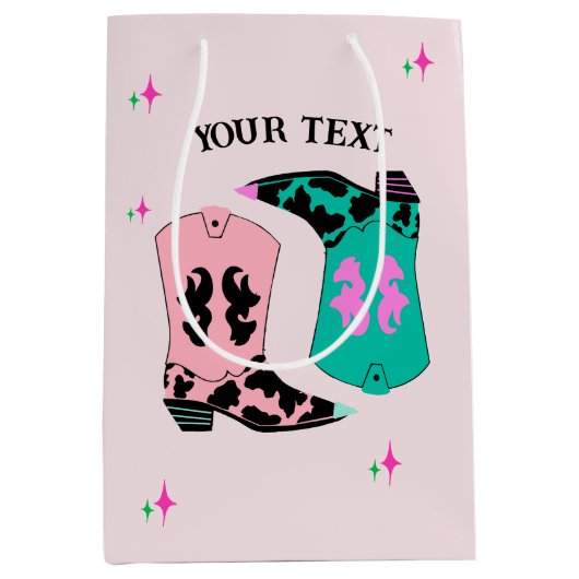Moderne Roze Cowgirl laarzen Rodeo Medium Cadeauzakje (Voorkant)