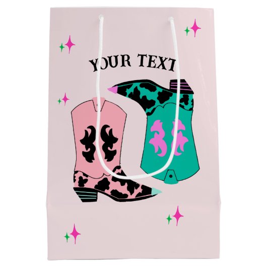 Moderne Roze Cowgirl laarzen Rodeo Medium Cadeauzakje (Achterkant)