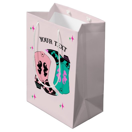 Moderne Roze Cowgirl laarzen Rodeo Medium Cadeauzakje (Achterkant Gekanteld)