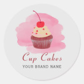 Moderne Roze Cupcake Zakelijke Ronde Sticker (Voorkant)