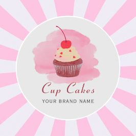 Moderne Roze Cupcake Zakelijke  Ronde Sticker